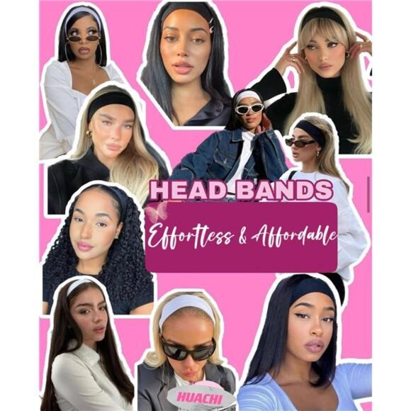 Elastic Headbands 16 Pack - Women's Soft Fabric BLACK & WHITE - Picture 4 of 7